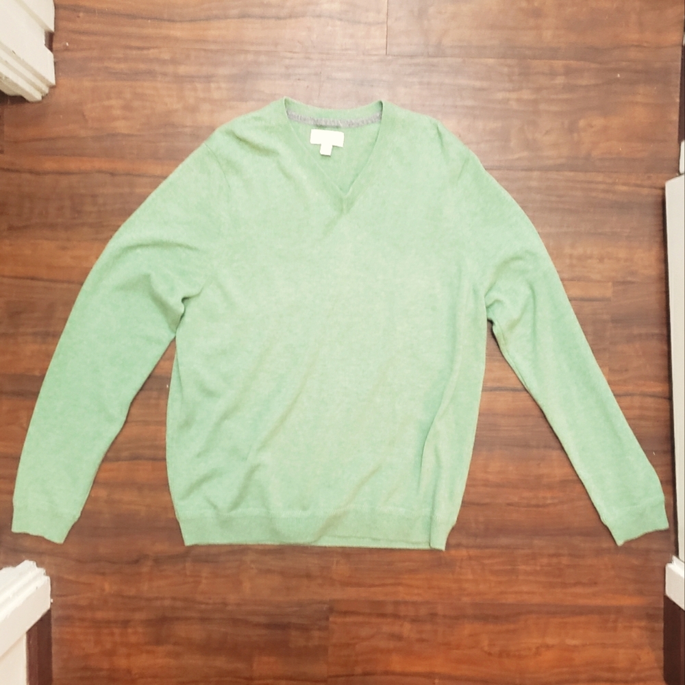 NEW John W. Nordstrom v neck Sweater Cashmere Green L